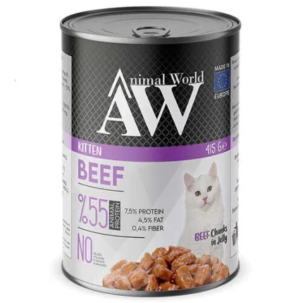 Animal World Kitten Chucks in Jelly Beef Biftek Etli Yavru Kedi Yaş Maması 415 Gr