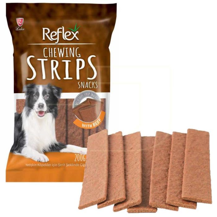 Reflex Şerit Biftekli Köpek Çiğneme Ödülü 200 gr 20 Adet