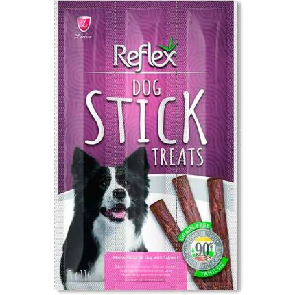 Reflex Somonlu Köpek Ödül Çubuğu 3 lü 11 Gr Reflex Stick, Somonlu yumuşak yapılı tahılsız köpek ödül çubukları. Köpeklerin sevecekleri lezzette et ödül % 33,5 ham protein değerine sahiptir. Çubuk şeklinde olan köpek ödülü tahıl içermez. Hassas yapıya sahip köpekler için de uygundur. % 90 et ile dolu içeriğe sahiptir. BESLENME ÖNERİSİ Küçük köpekler için günde 1 adet, Orta köpekler için günde 2 adet, Büyük köpekler için günde 3 adet yedirilmesi uygundur.